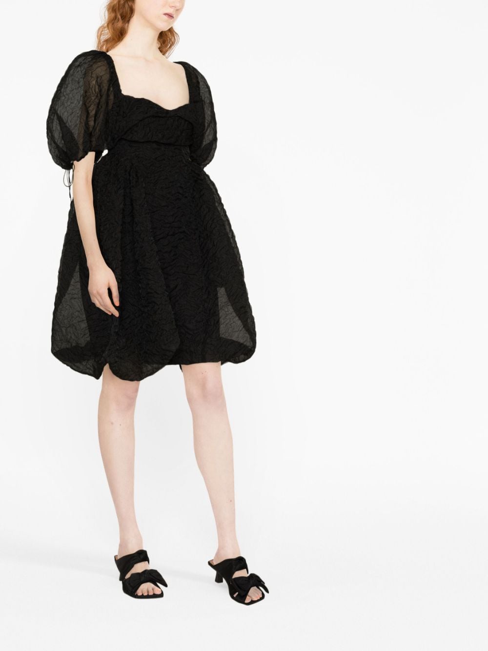 Shop Cecilie Bahnsen Sidra Puff-sleeve Minidress In Black