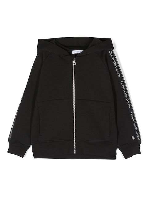 Calvin Klein Kids logo-strap stripe-detail hoodie