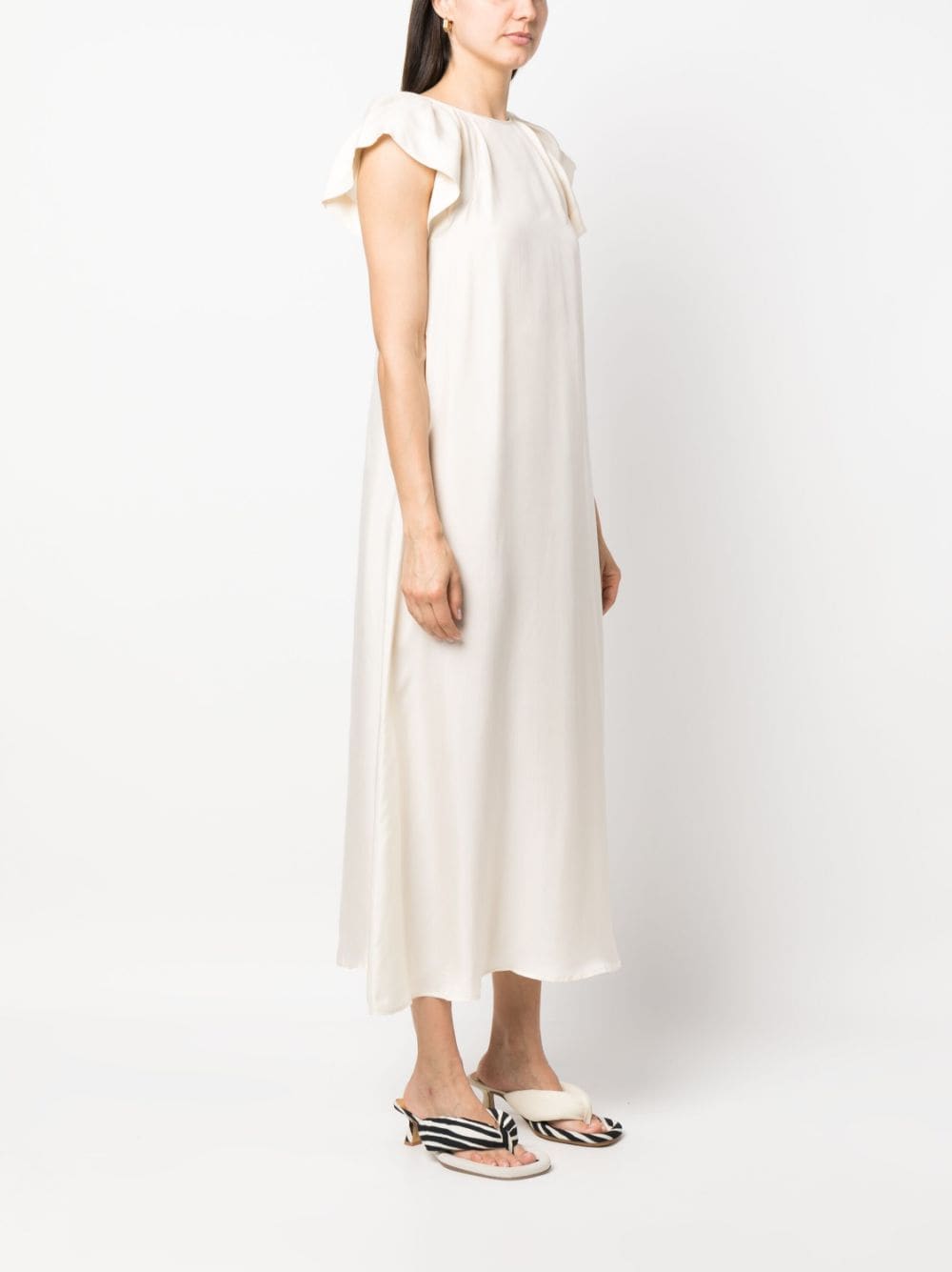 Shop Alysi Silk Midi Dress In Neutrals