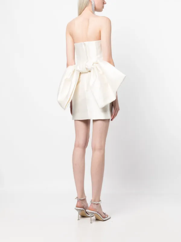rachel gilbert bow mini dress Rachel Gilbert Emmy bow-embellished Minidress | Neutrals