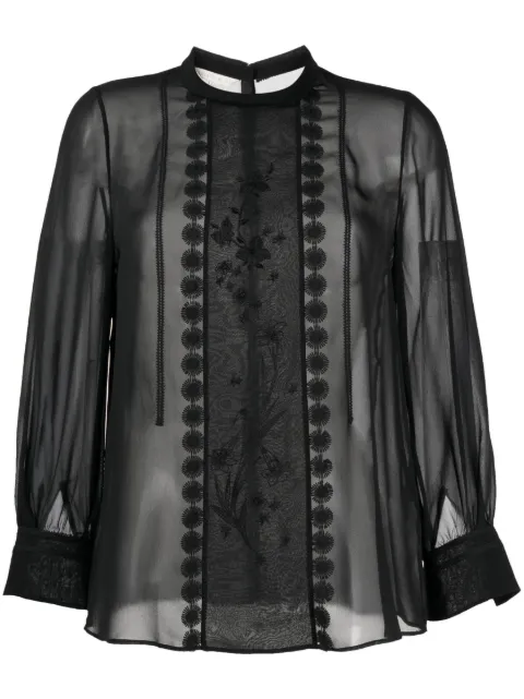 SHIATZY CHEN mulberry silk lace-appliqué shirt