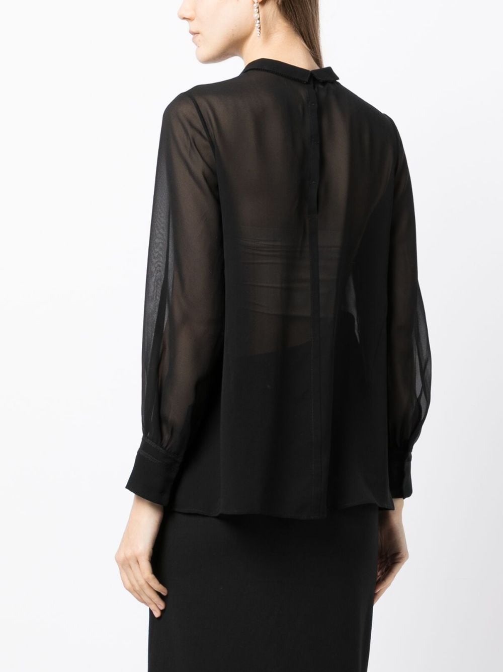 Shop Shiatzy Chen Mulberry Silk Lace-appliqué Shirt In Black