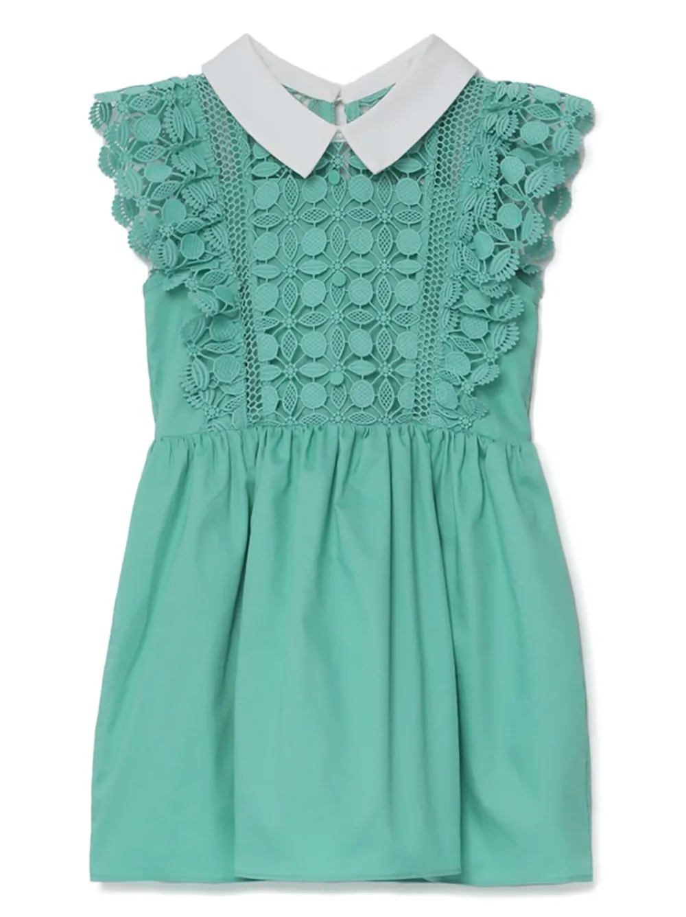 Self-portrait Lace-pattern Mini Dress In Green