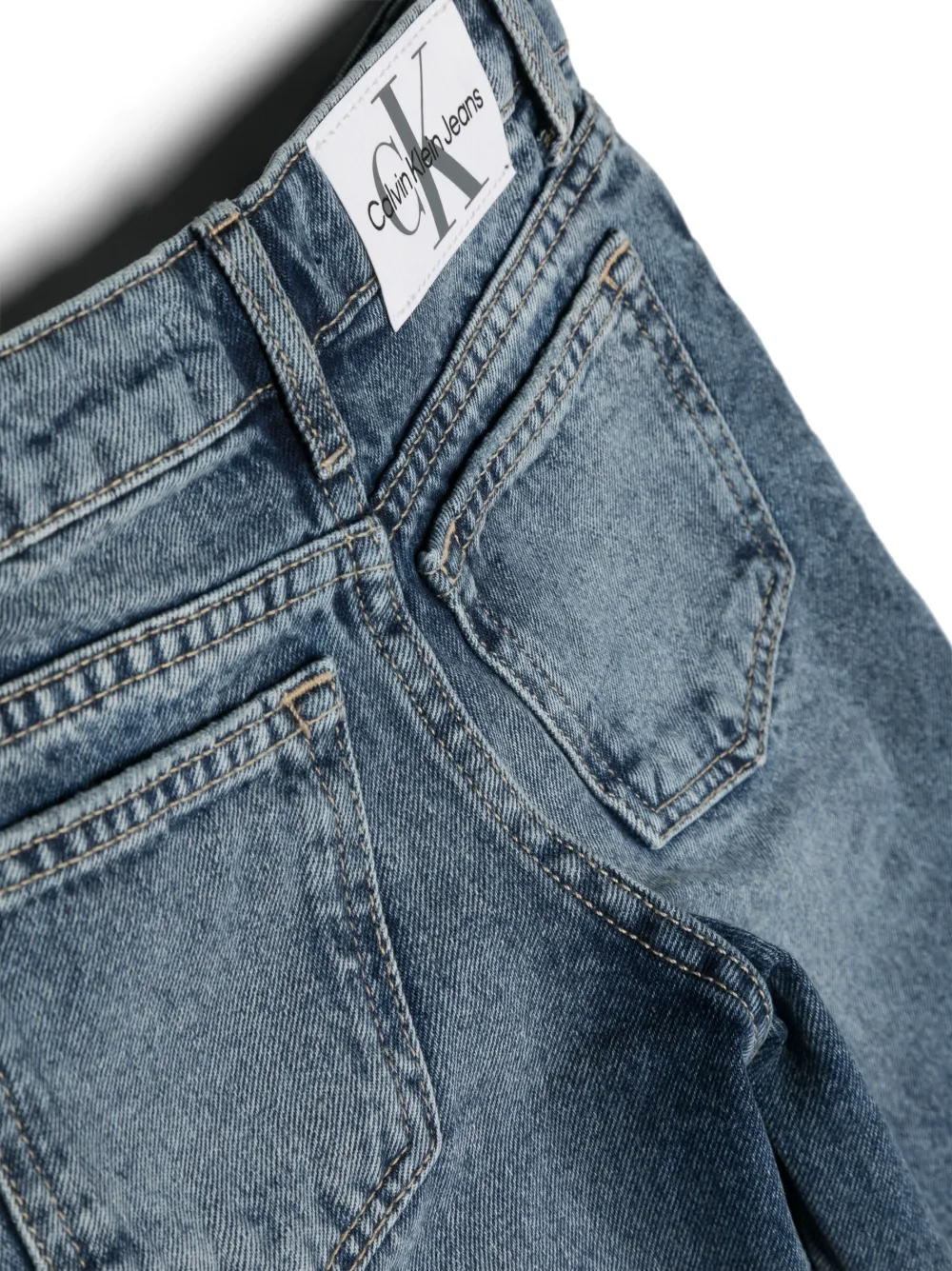 Shop Calvin Klein Light-wash Straight-leg Jeans In Blue