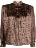 Valentino Garavani Pre-Owned 1980s geometric-print silk blouse - Brown