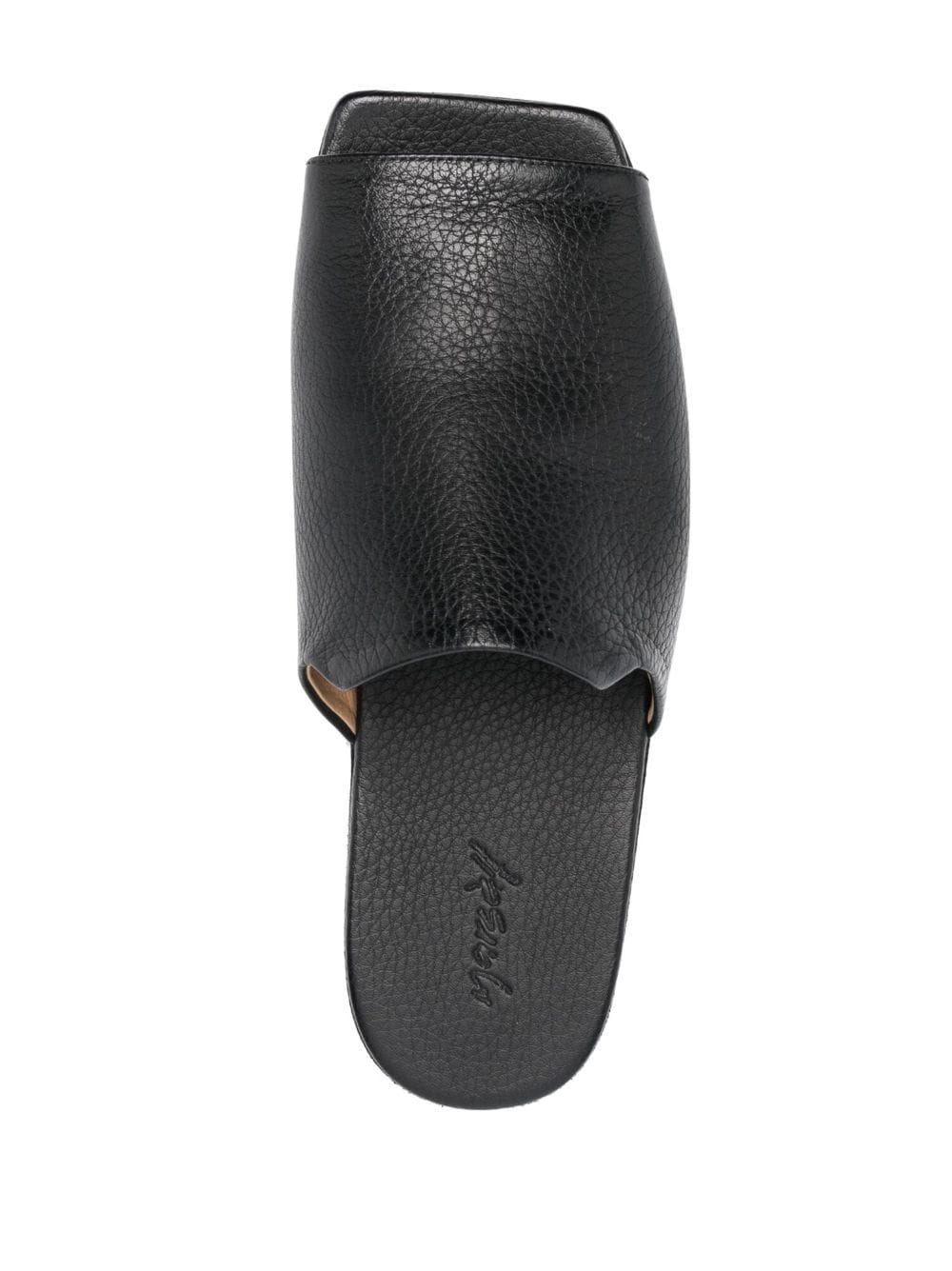 Shop Marsèll Square-toe Leather Slippers In Black