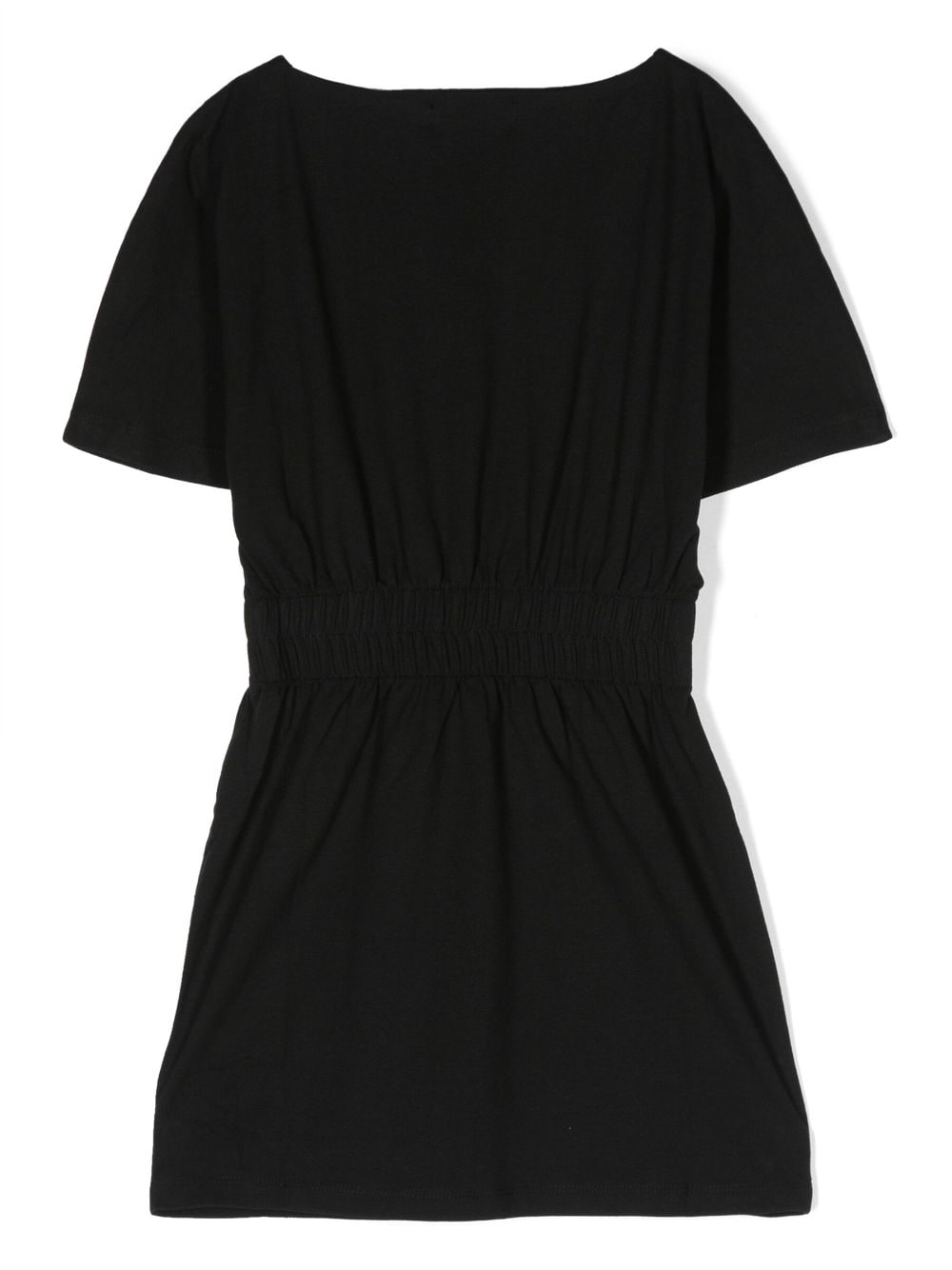 Shop Calvin Klein Logo-print Short-sleeve Cotton Dress In Black