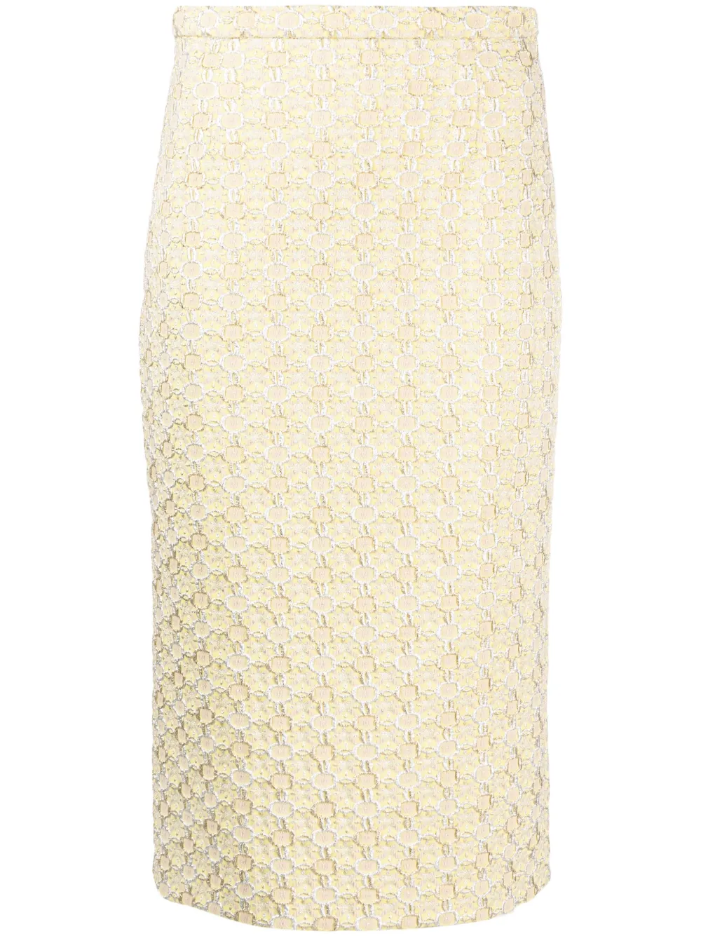 Rochas Jacquard Pencil Skirt In Yellow