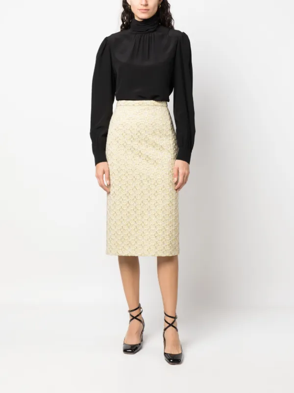 Rochas Jacquard Pencil Skirt - Farfetch