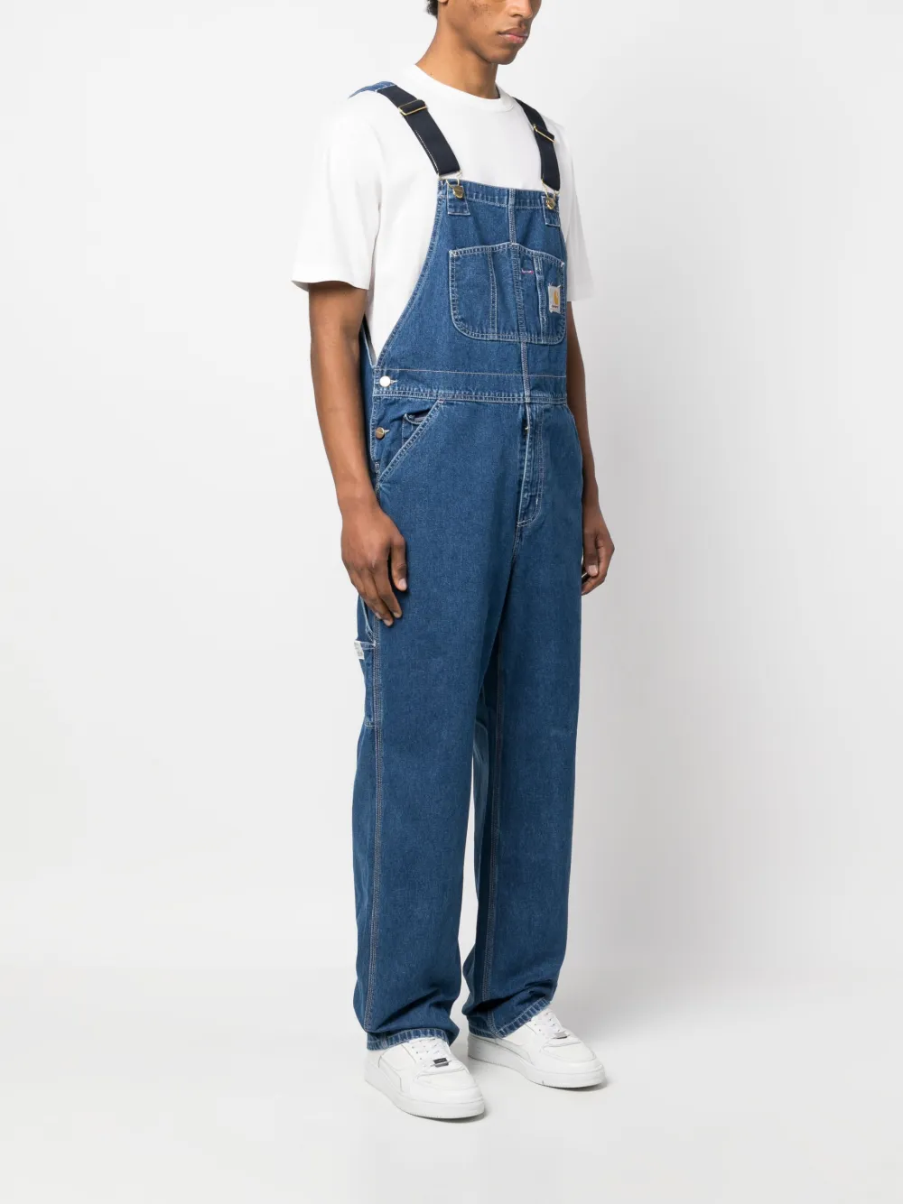 Carhartt Logo-patch Straight-leg Dungarees In Blue