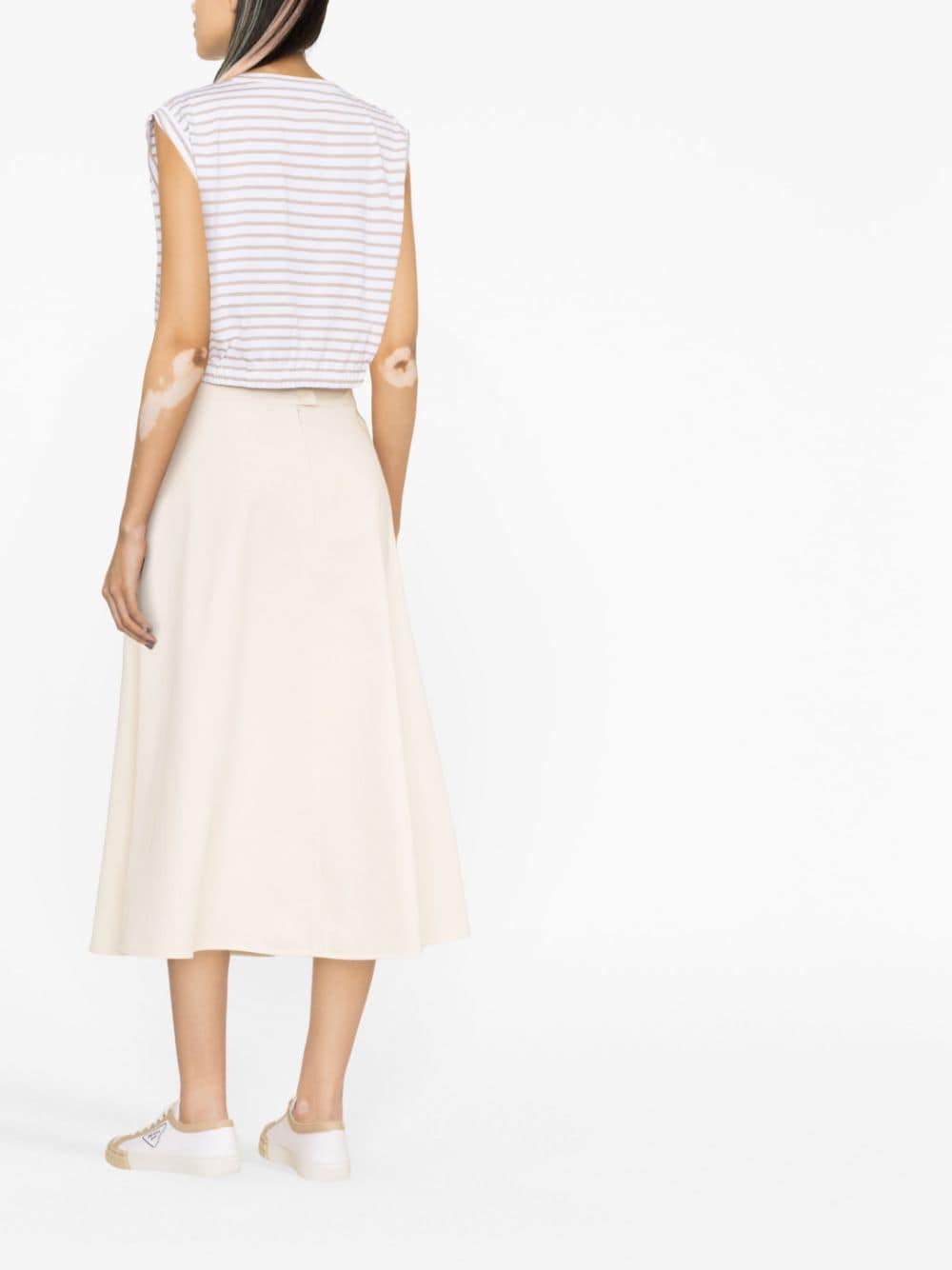 Shop Moncler Cotton Midi Skirt In Nude