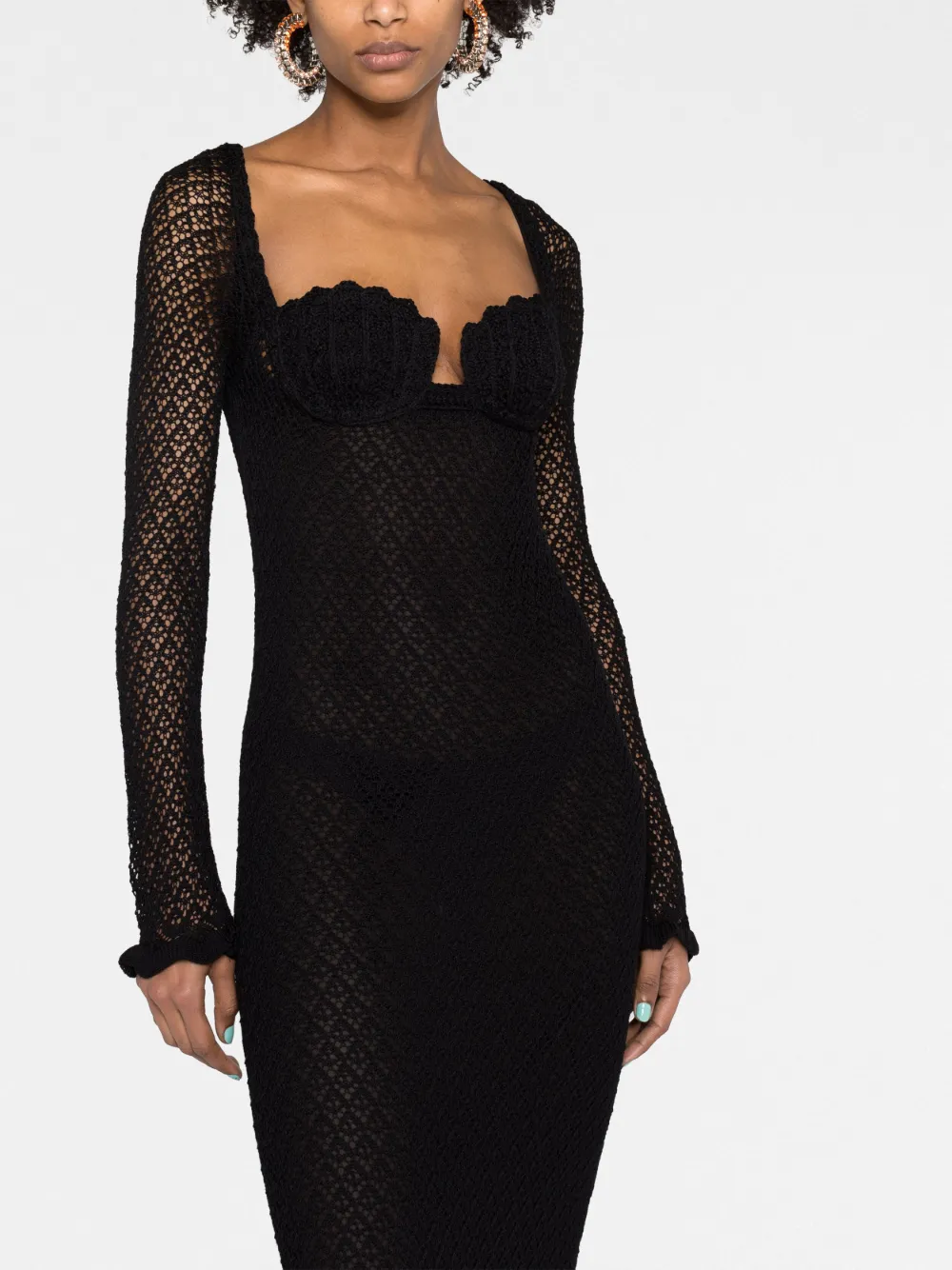 Blumarine Floral-appliqué Knitted Top In Schwarz