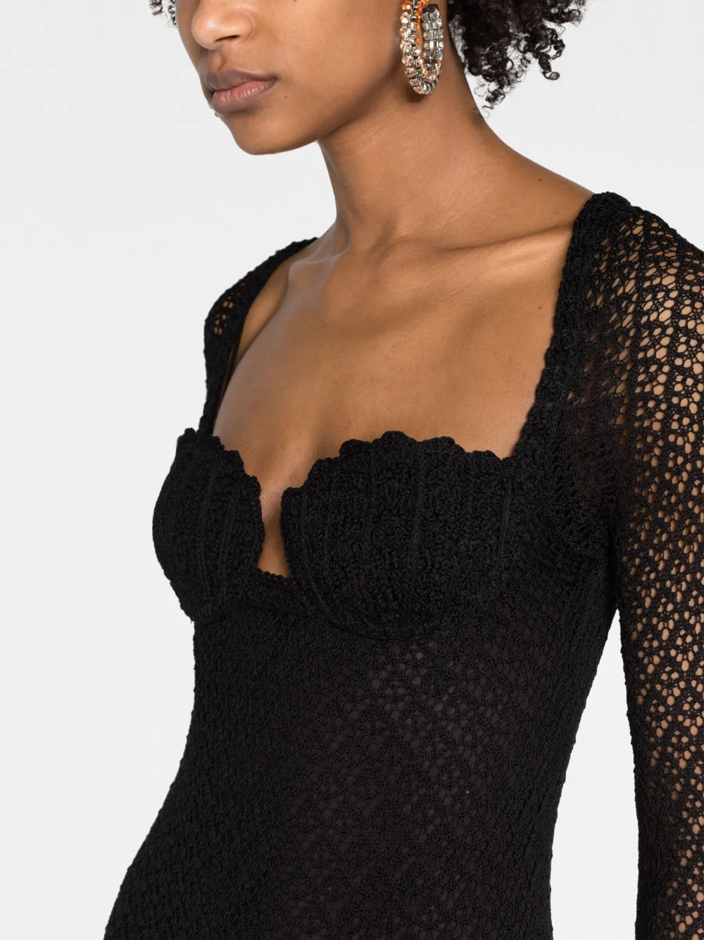Blumarine Floral-appliqué Knitted Top In Schwarz