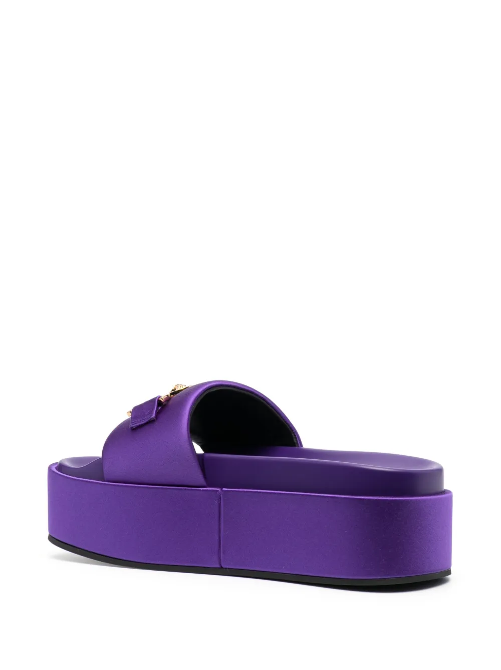 Versace Plateau-pantoletten Medusa Biggie Aus Satin In Violett