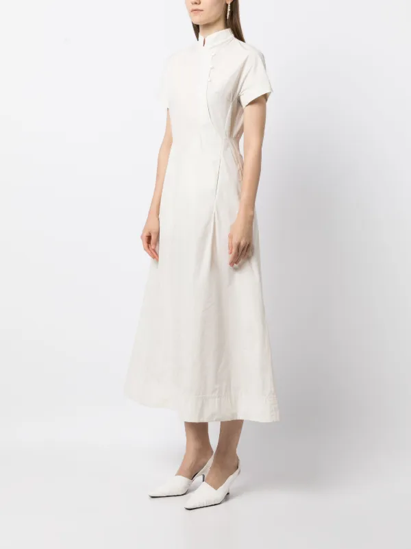 Mandarin collar 2024 midi dress