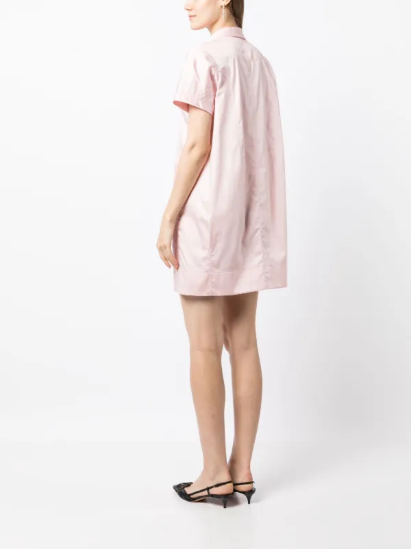 pink short sleeve shirt dress A-line Short Sleeve Shirt Dress English Factory