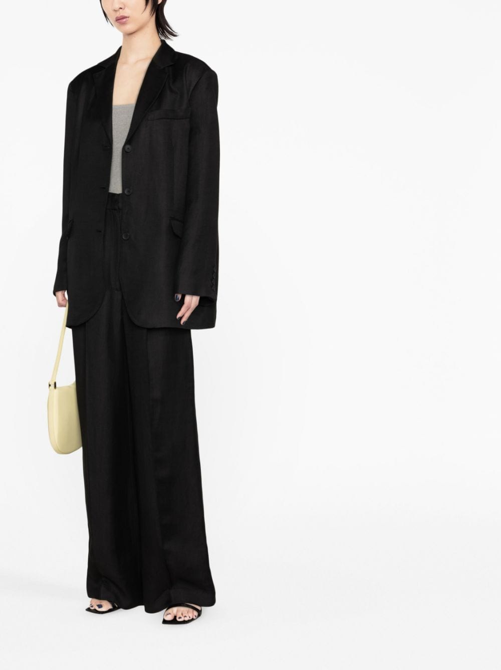 Shop Loulou Studio Sora Linen-blend Blazer In Black