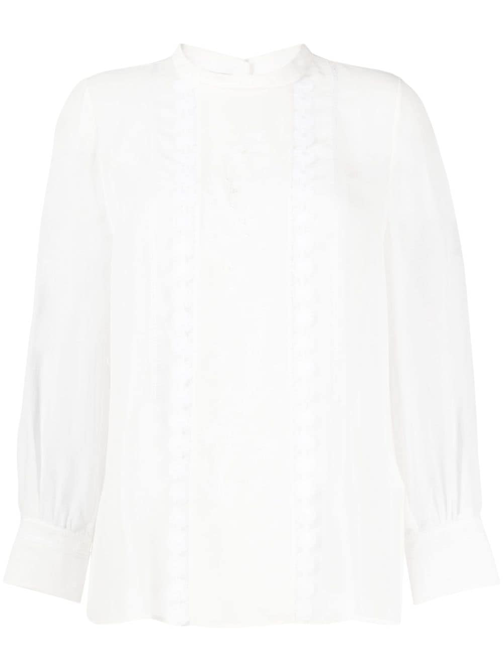 Shiatzy Chen Mulberry Silk Lace-appliqué Shirt In White