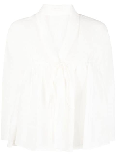 MAURIZIO MYKONOS linen-blend flared blouse