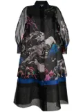 SHIATZY CHEN see-through printed silk coat - Black