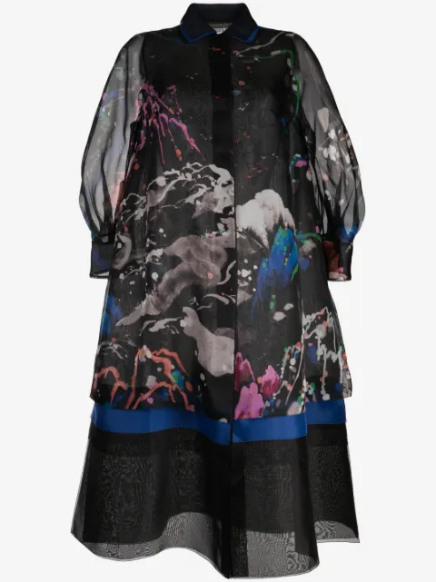 SHIATZY CHEN see-through printed silk coat