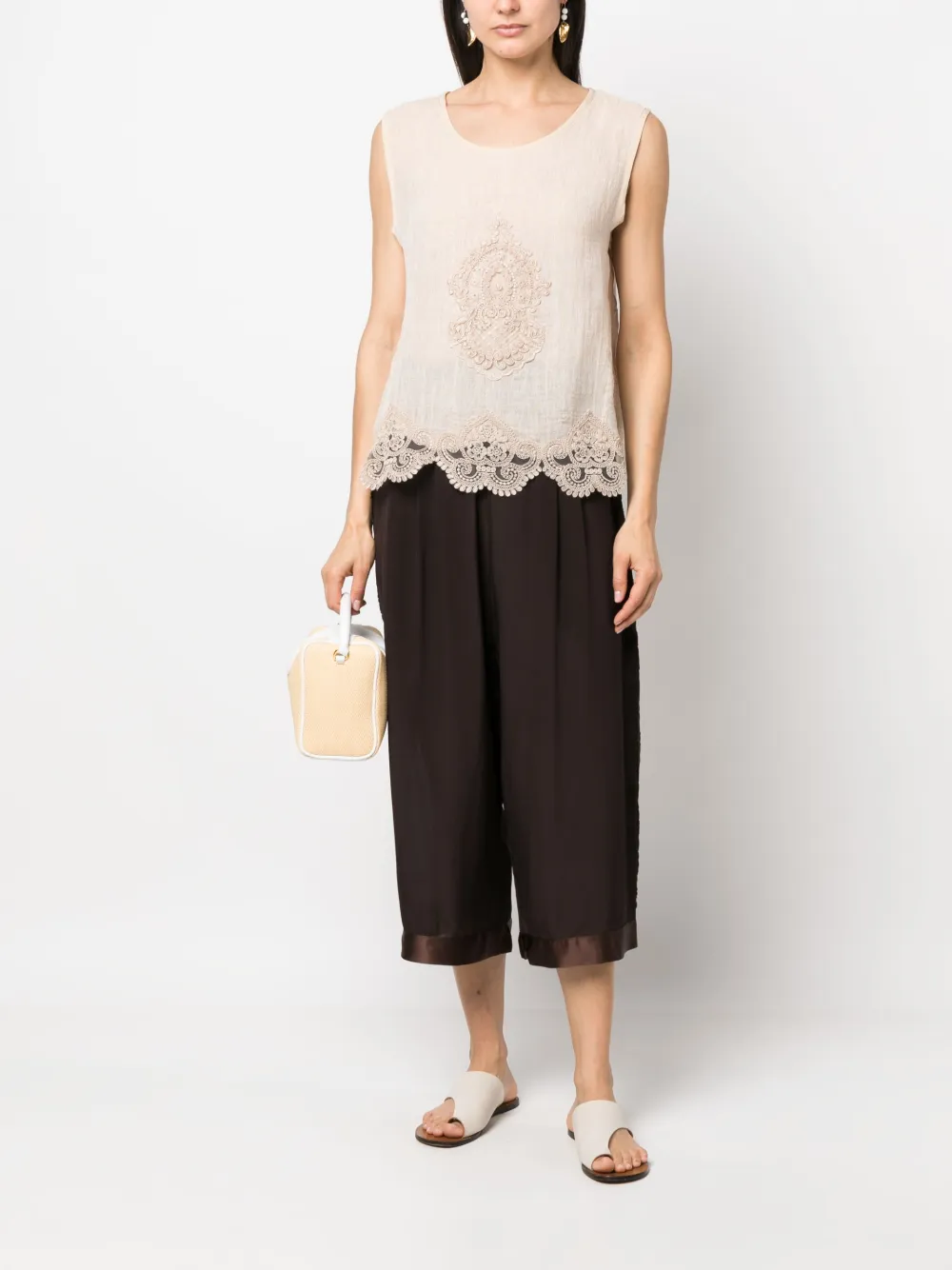 MAURIZIO MYKONOS Mouwloze top - Beige