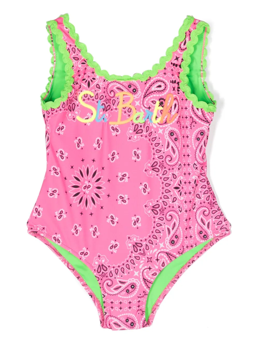 Mc2 Saint Barth Kids' Bandana-print Swimsuit In Pink