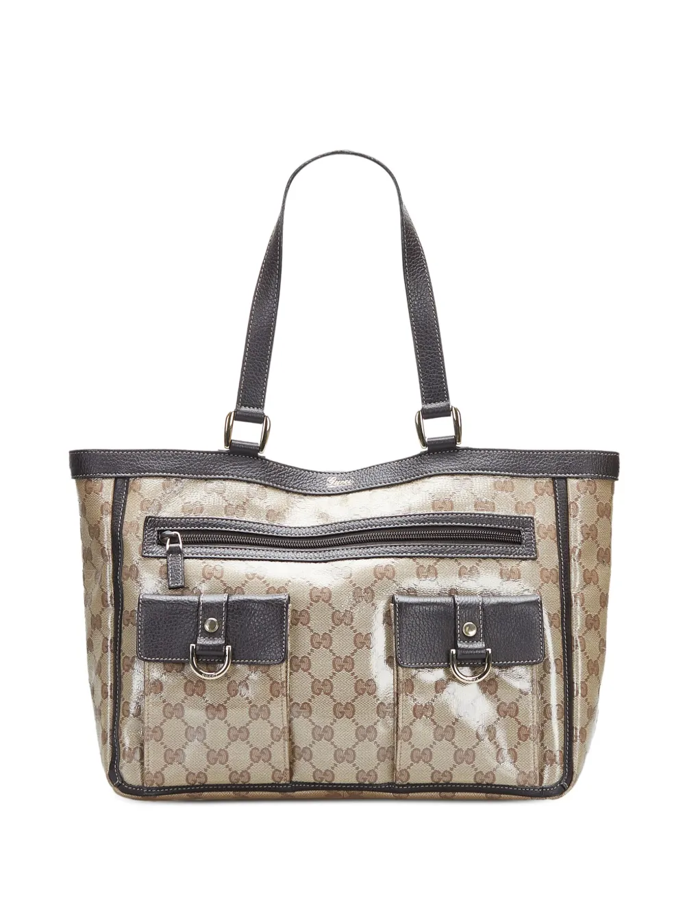 Pre-owned Gucci Abbey Monogram Tote Bag In Brown