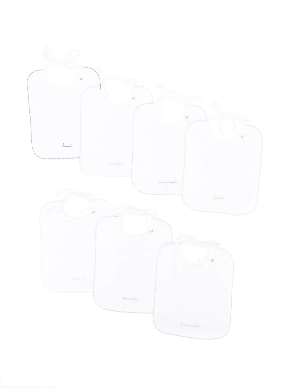 Bonpoint seven-pack embroidered-motif cotton bibs | White | Image 1
