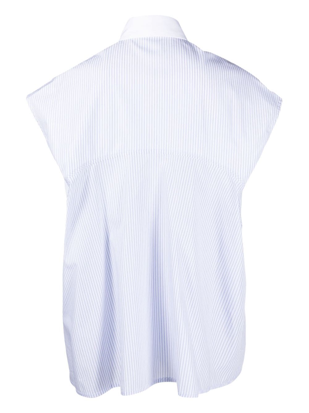 Shop Mrz Striped Sleeveless Cotton Shirt In Blue