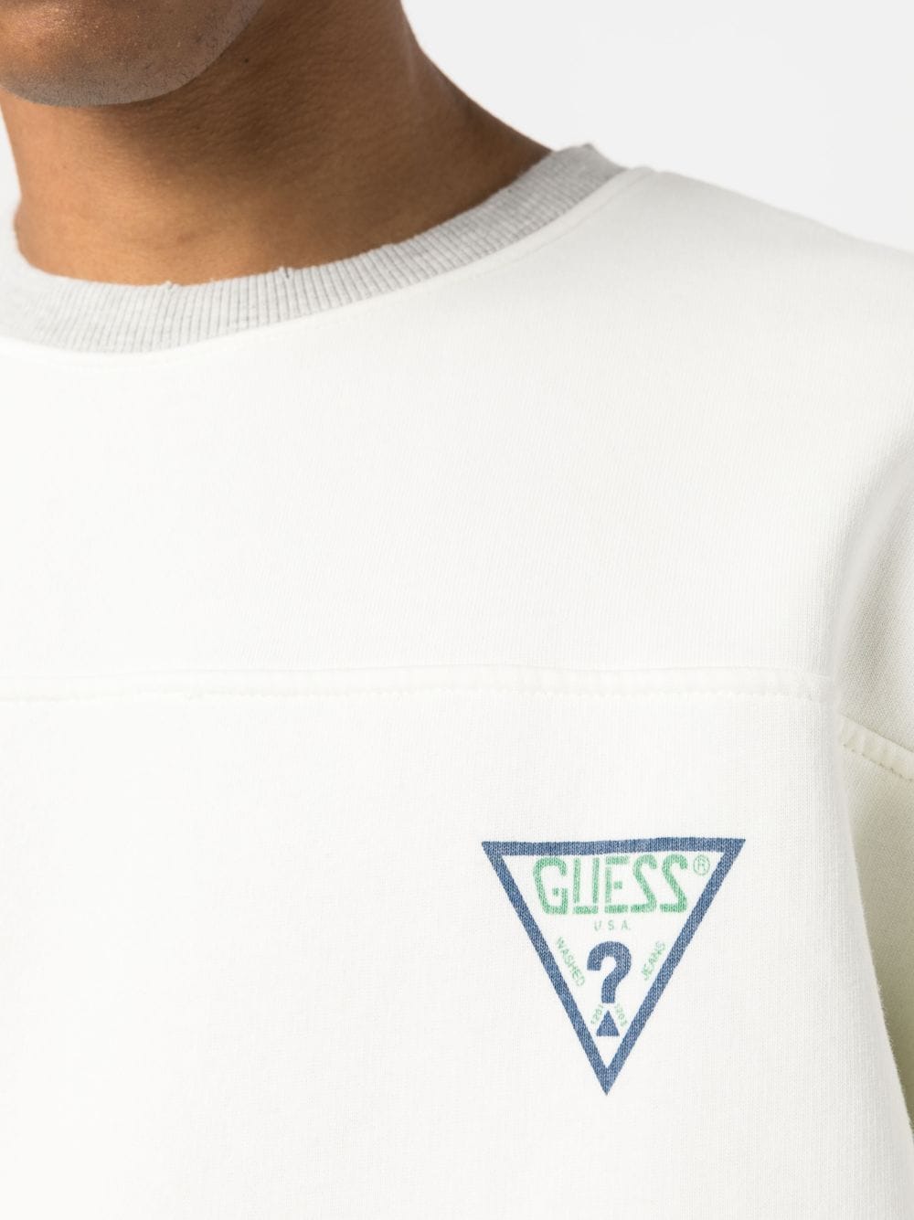 Shop Guess Usa Logo-print Jersey Sweatshirt In Weiss