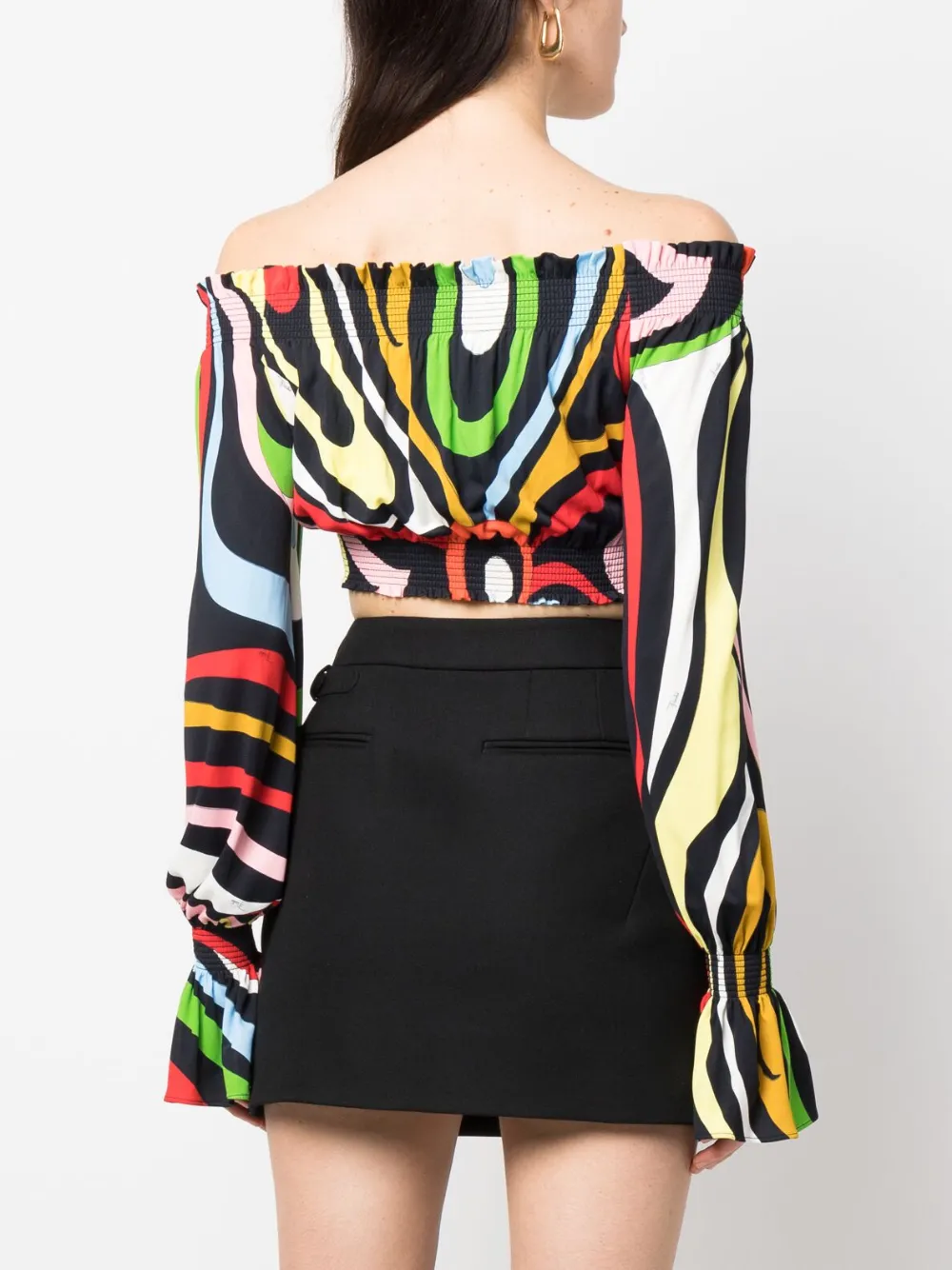 Pucci Marmo-print Crop Top In Black