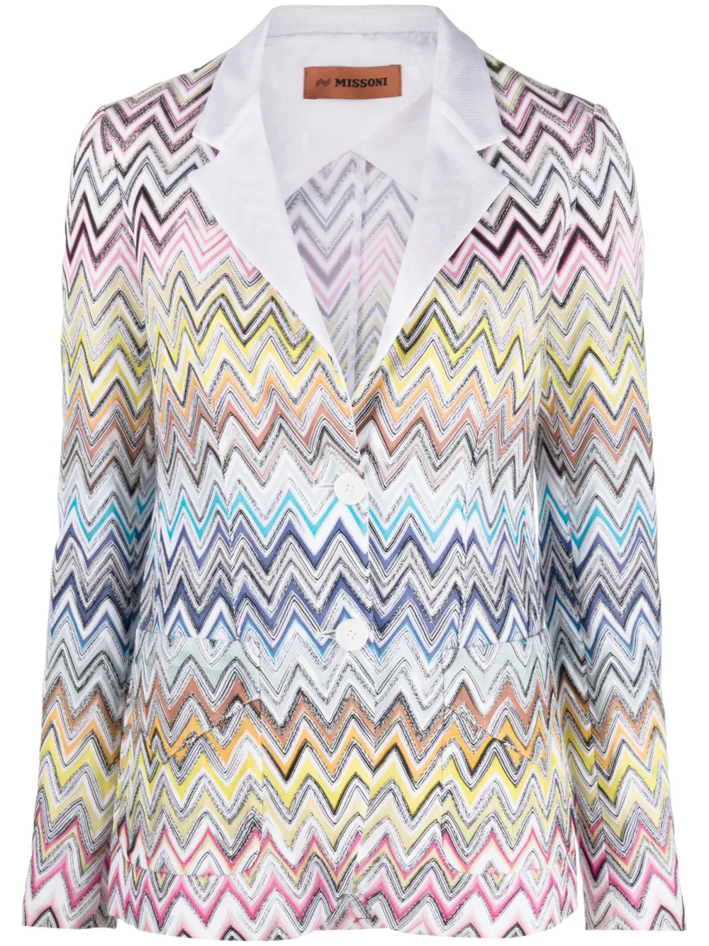 Missoni Zigzag-pattern Single-breasted Blazer In Blue