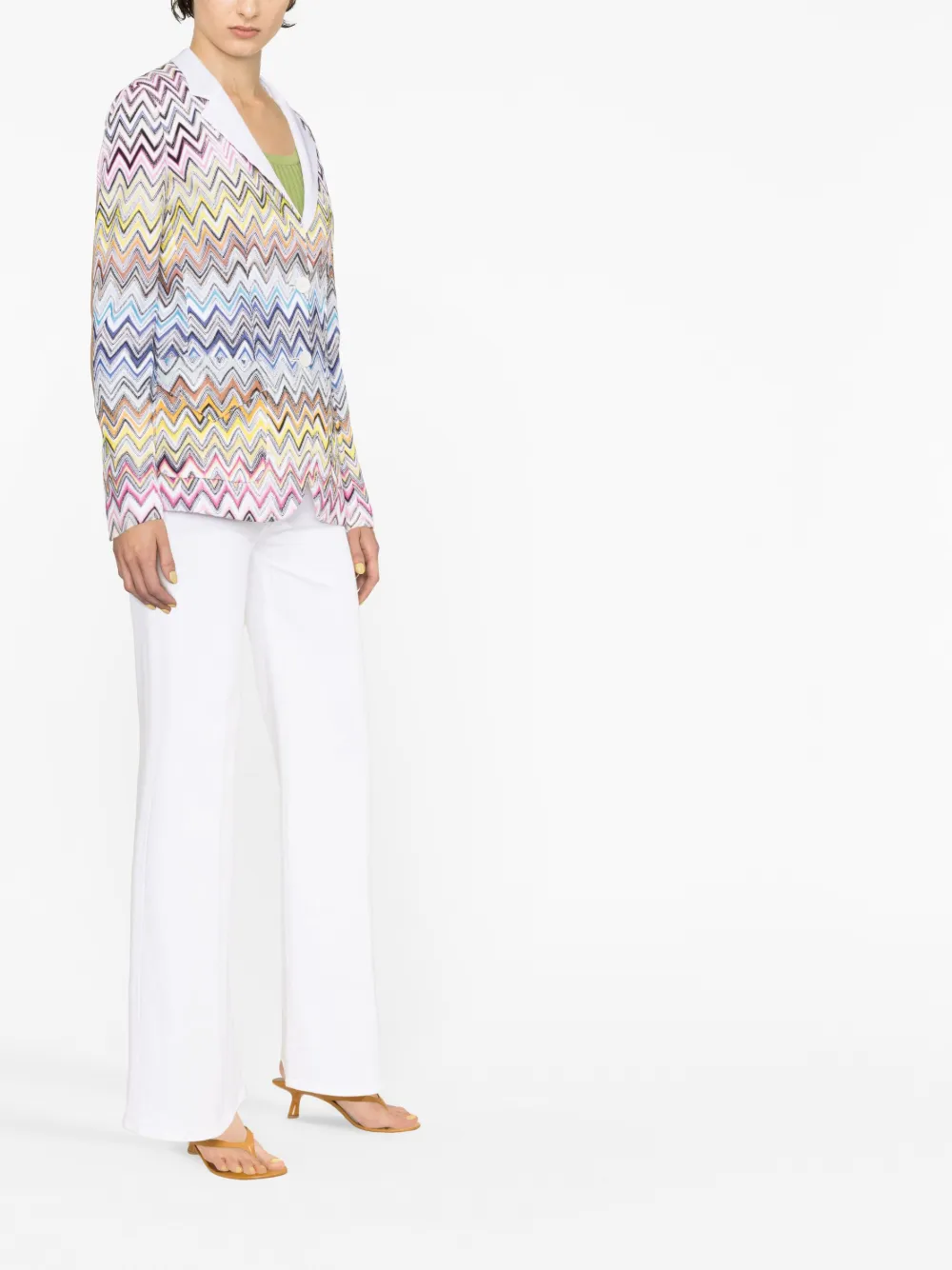 Missoni Zigzag-pattern Single-breasted Blazer In Blue