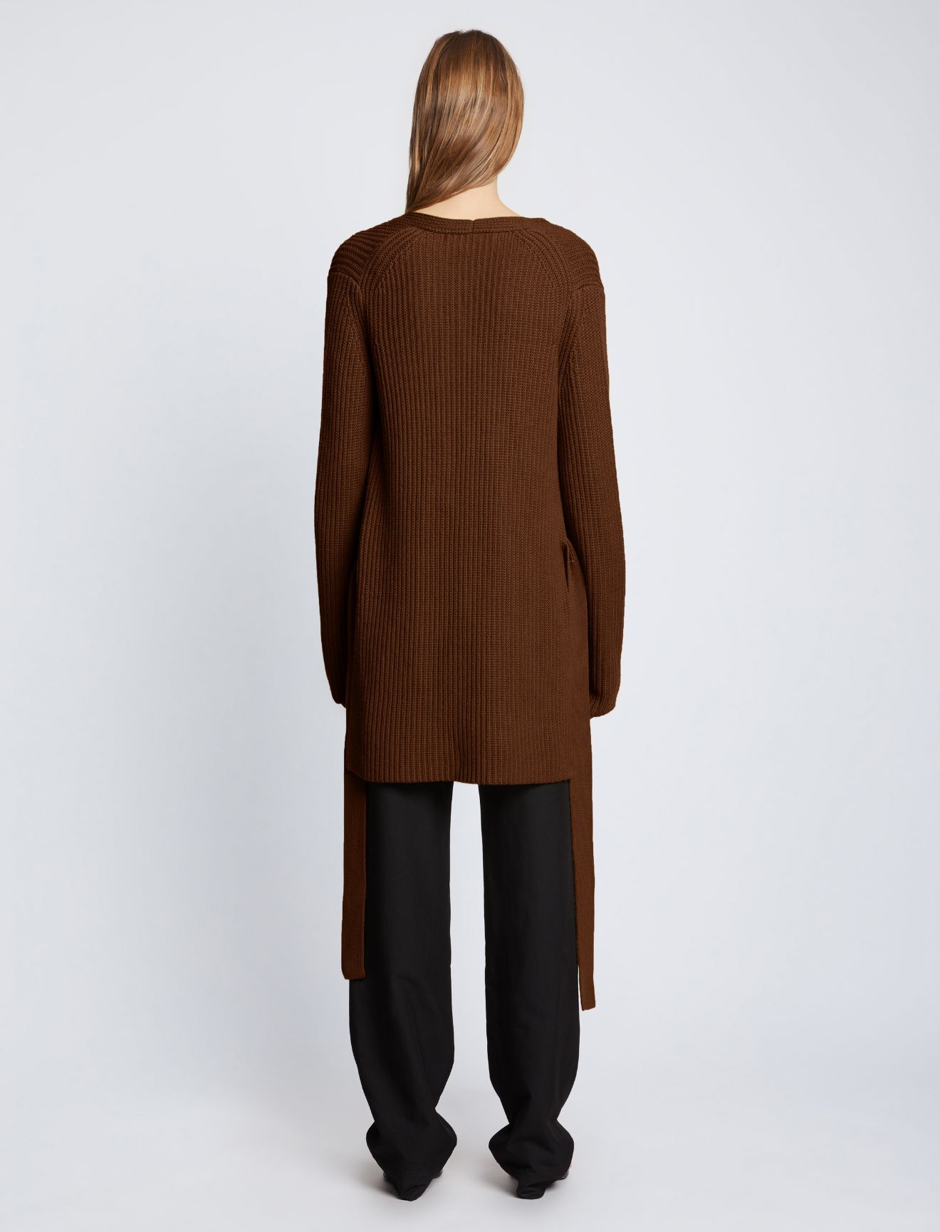 Ribbed Cotton Relaxed Cardigan in brown | Proenza Schouler