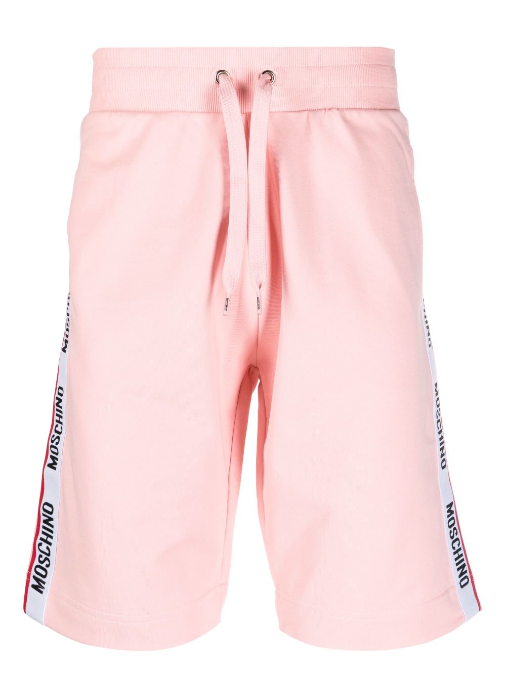 Moschino Logo Trim Straight-leg Shorts In Pink