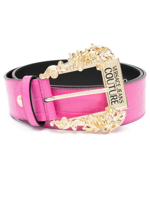 engraved-logo leather belt