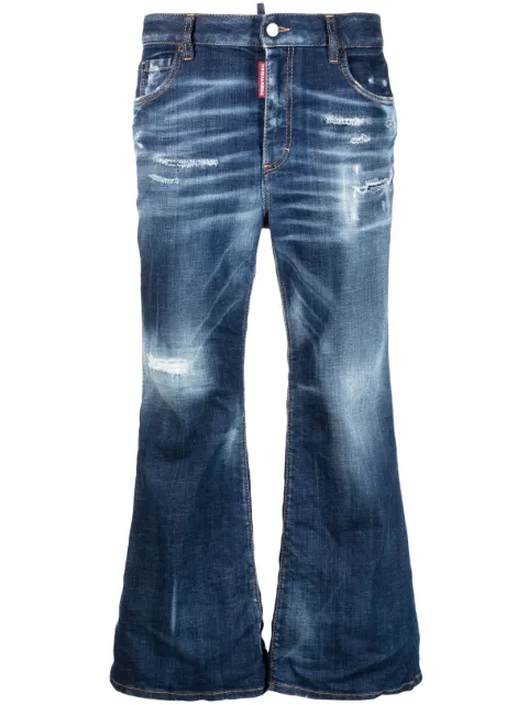 DSQUARED2 bleach-effect cropped flared jeans