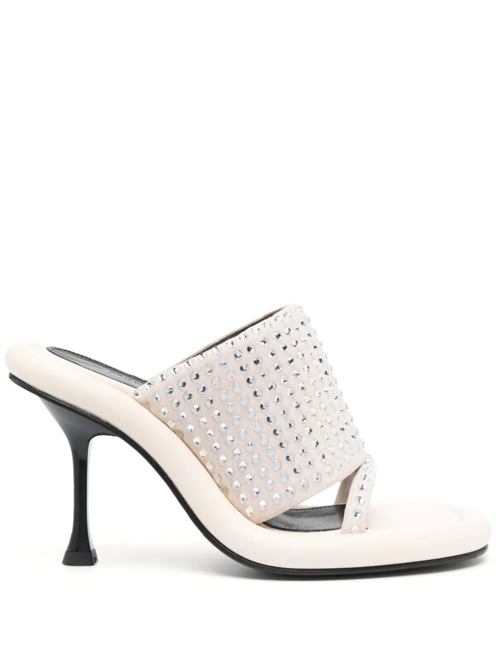 Jw Anderson Bumper-tube Crystal-embellished 90mm Mules In Nude