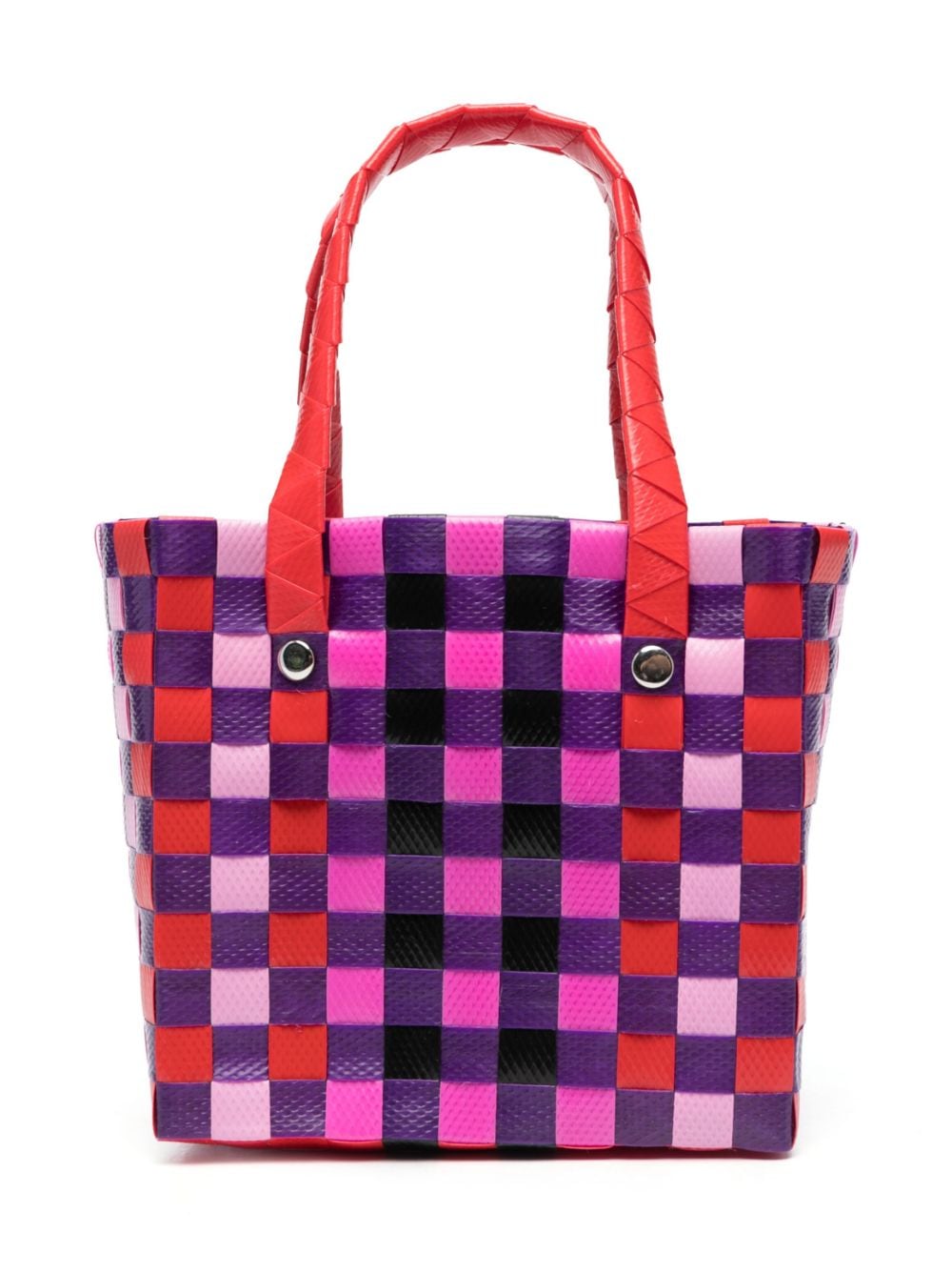 Shop Marni Mini Market Interwoven Basket Bag In Pink