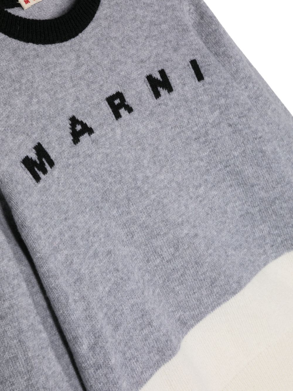 Shop Marni Intarsia-logo Panelled Jumper In Grey