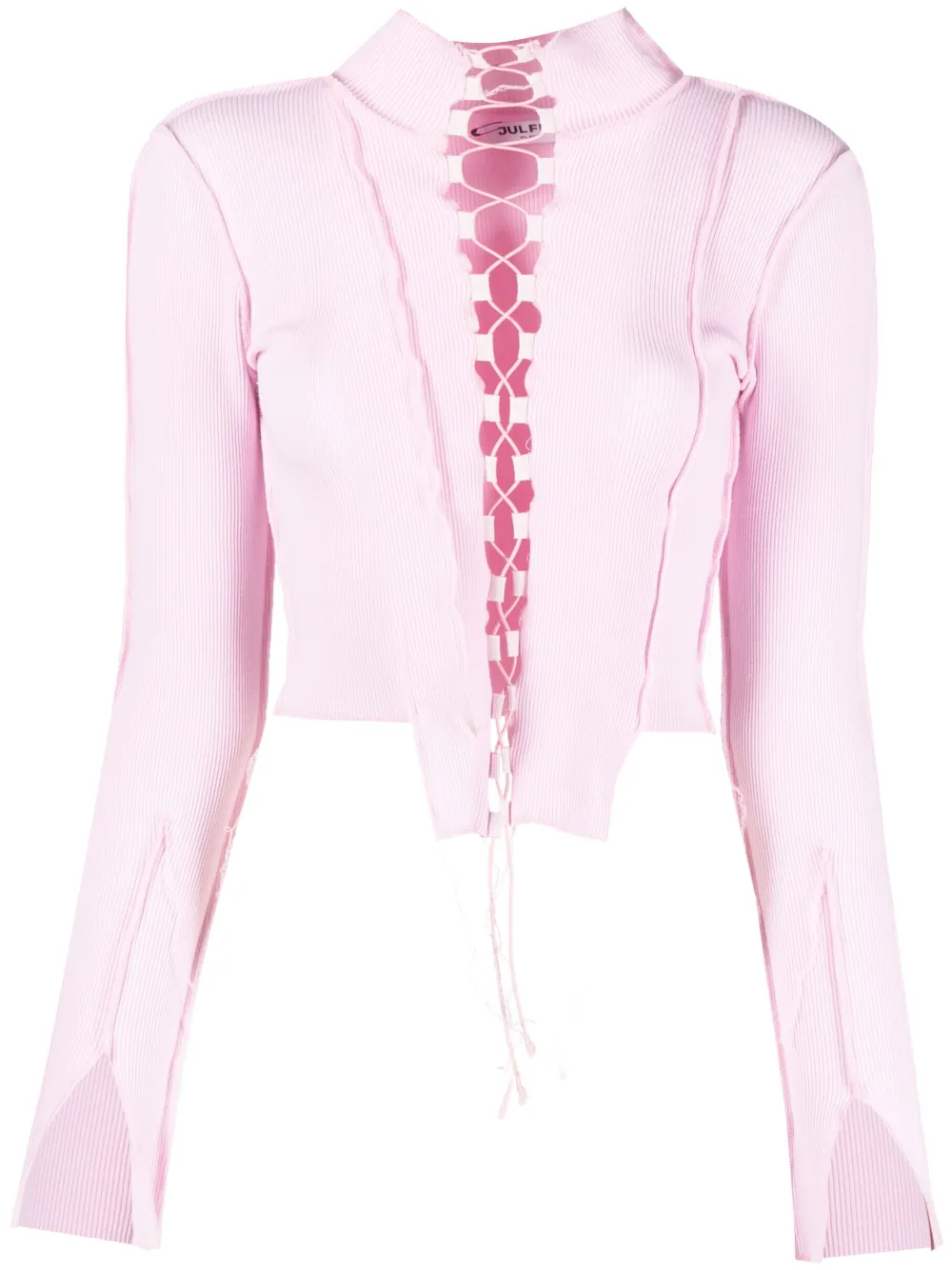 Julfer Fine-ribbed Cropped Top In Pink