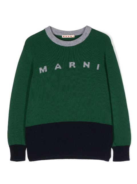 Marni Kids intarsia-knit logo jumper