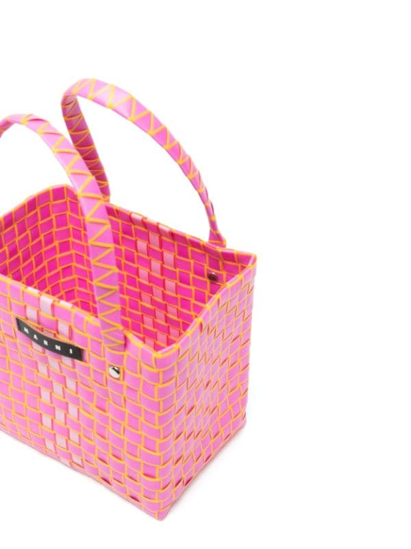 Marni Kids' Market Interwoven Basket Bag In Pink