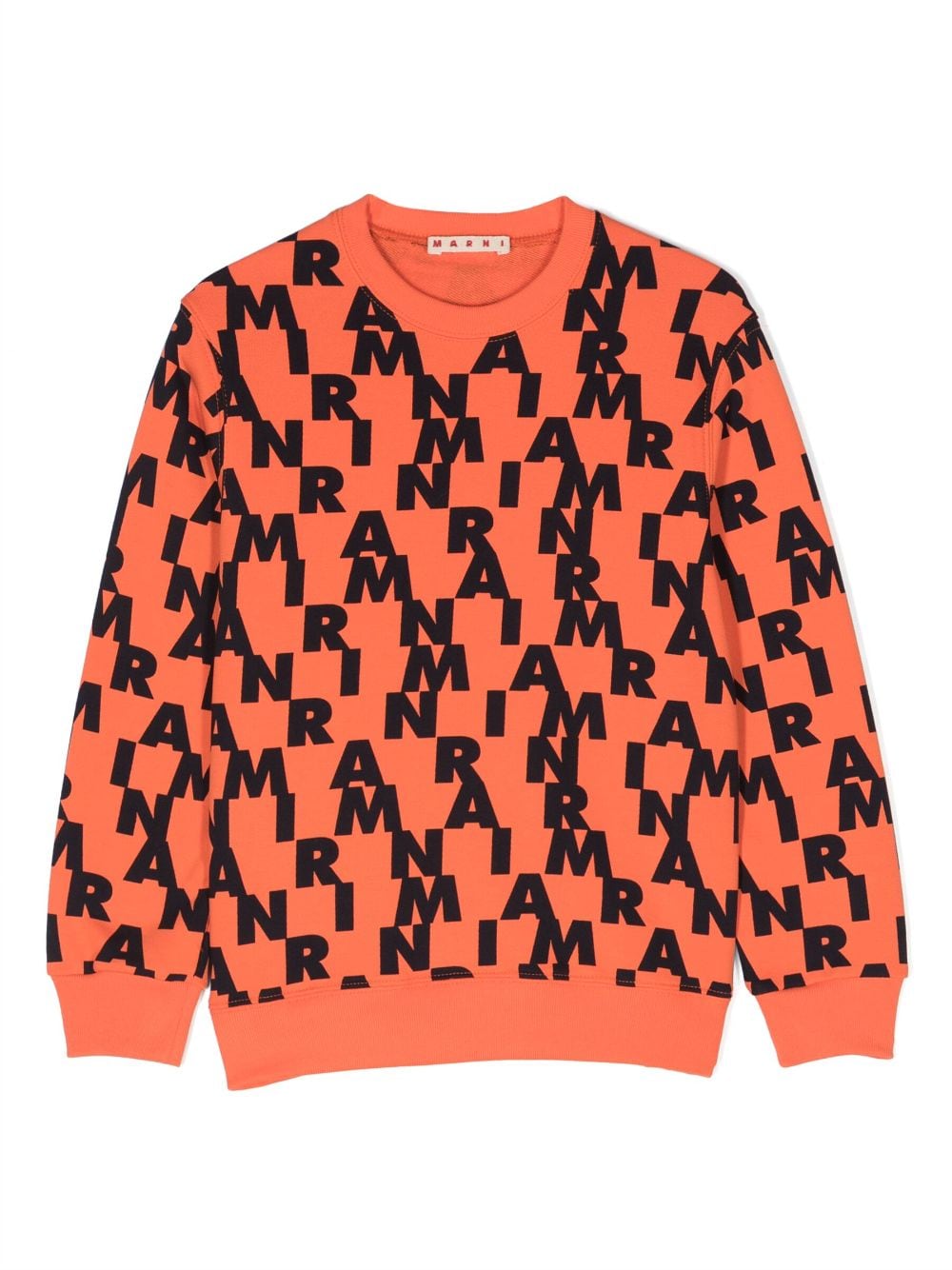 Marni Kids logo-print cotton sweatshirt - Orange