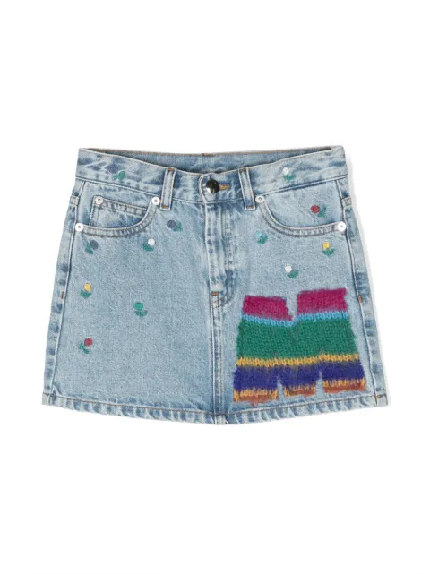 Marni Kids Jeansrock mit Logo-Patch