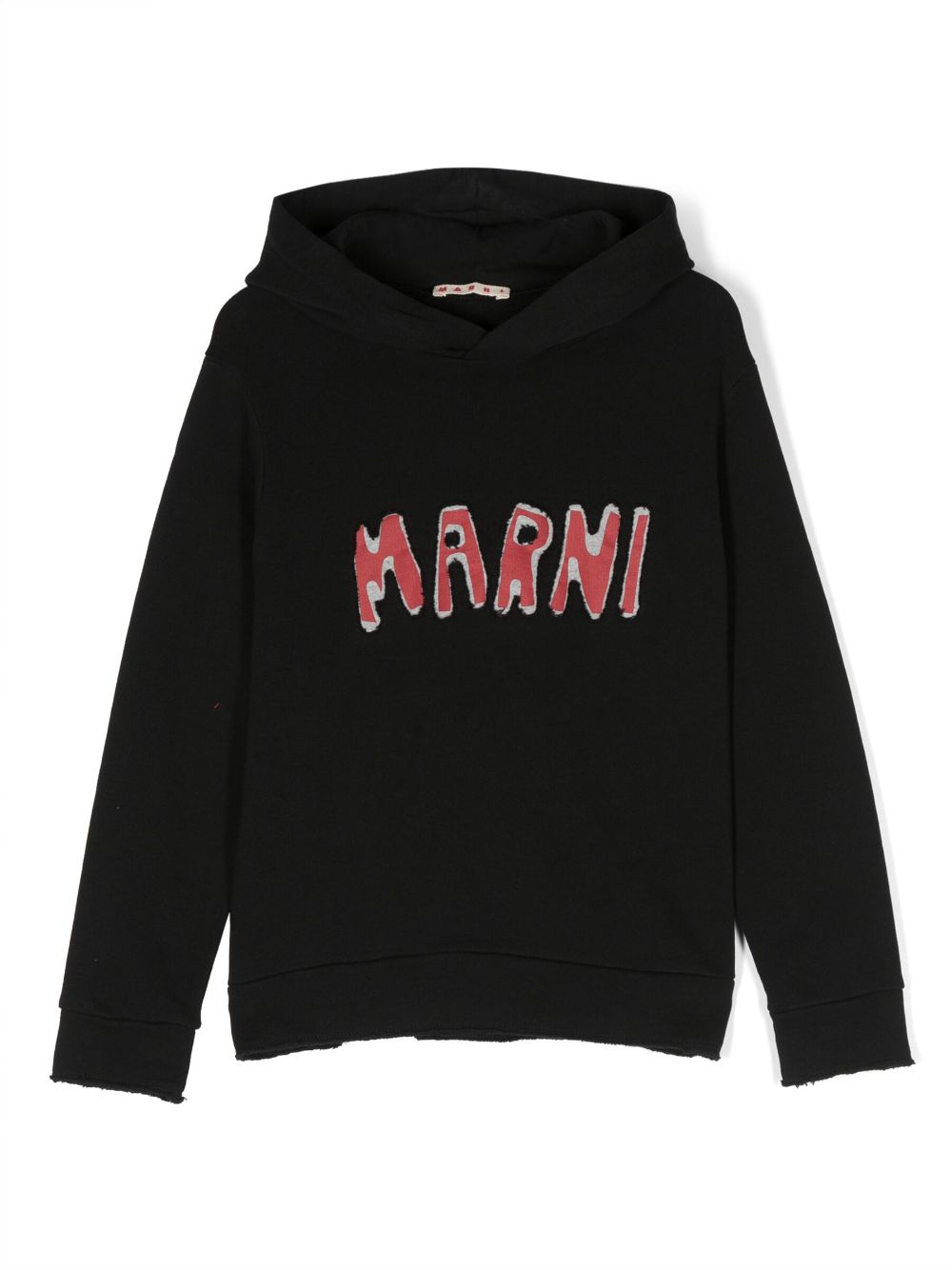 Marni Kids logo-print cotton hoodie - Black