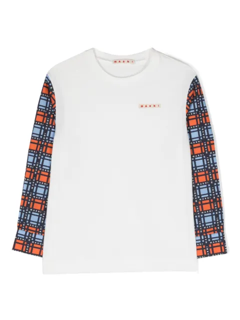 Marni Kids T-Shirt mit karierten Ärmeln