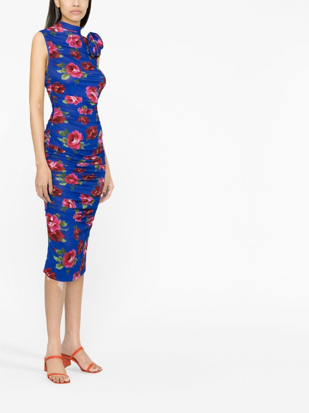 Magda Butrym Floral Print Ruched Midi Dress Farfetch