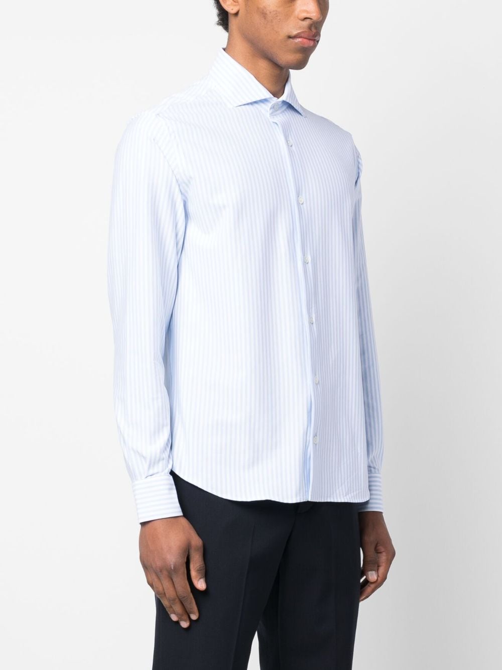 Shop Fedeli Long-sleeve Buttoned Shirt In Blue